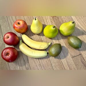 Vibrant Vintage Decorative Artificial Mixed Fruit Lot, Apples Pears Banana Lime